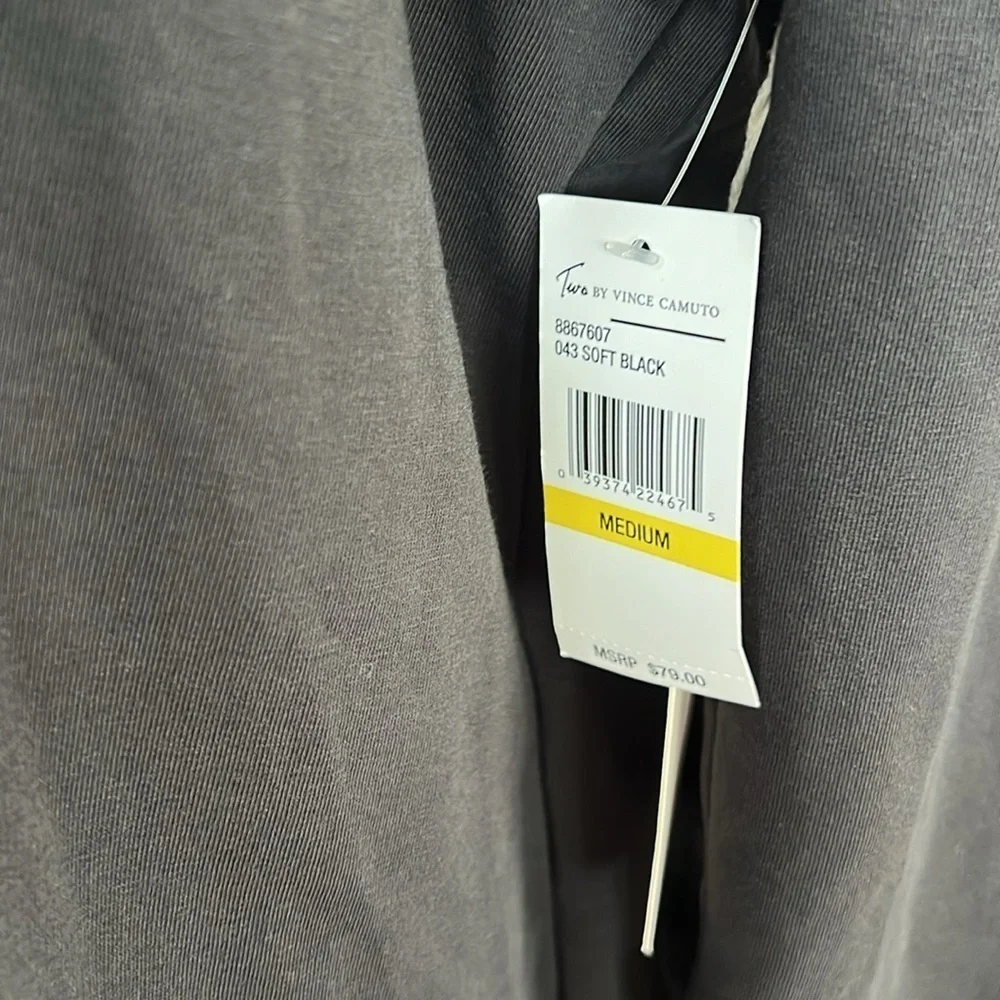VINCE CAMUTO Two Split Back 2 In One Layered Sweatshirt Top Gray White Medium